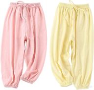 👶 bouclede baby girls long bloomers - 2 pack of soft slub cotton harem pants for ages 12 months to 7 years логотип