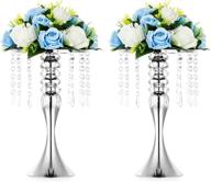 2 pcs silver wedding centerpieces - 13.8in/35cm tall artificial flower arrangements for anniversary ceremony party hotel decor logo
