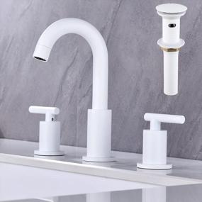 img 4 attached to Matte White Bathroom Faucet With 2 Handles, 360° Swivel Spout, And Metal Overflow Pop-Up Drain - 8 Inch Widespread Vanity Faucet Made Of Brass, By TRUSTMI
