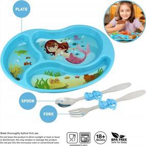 img 3 attached to 🧜 Adorable Mermaid-themed Kids Divided Plate & Utensils Set for Fun and Mess-free Meals