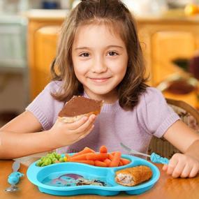img 1 attached to 🧜 Adorable Mermaid-themed Kids Divided Plate & Utensils Set for Fun and Mess-free Meals