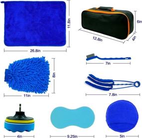 img 1 attached to 🚗 23-Piece Car Detailing Kit with Carry Bag - Complete Car Cleaning Supplies for Interior, Exterior, Wheels, Dashboard, Leather, Air Vents in Blue - Includes Detailing Brushes and Polishing Driller Attachment Set