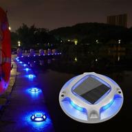 volisun 12 pack solar driveway lights - waterproof dock marine lights with dual colors (white/blue) for wireless pathway warning and deck lighting logo