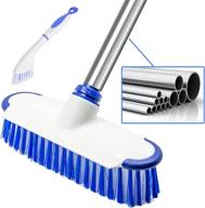 🧹 xucai long handled floor cleaning brush with stainless steel pole - 10" scrubber head and hard bristles for bathroom, carpet, tile, wall, deck - includes hand grout brush and abs scraper logo