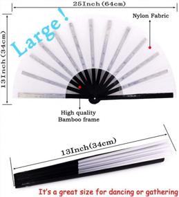 img 3 attached to Large Bamboo And Nylon-Cloth Folding Hand Fan For Women/Men - Ideal For Performance, Festivals, Gifts, Dance, And Decorations - Amajiji, Chinese/Japanese-Inspired Design In White