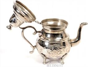 img 1 attached to Посеребренный марокканский латунный чайник с ручной гравировкой BeldiNest
