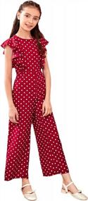 img 4 attached to WDIRARA Girl'S Polka Dots Ruffle Trim Cap Sleeve Round Neck Wide Leg Jumpsuit