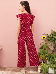 img 3 attached to WDIRARA Girl'S Polka Dots Ruffle Trim Cap Sleeve Round Neck Wide Leg Jumpsuit