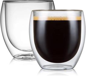 img 4 attached to Enjoy Your Espresso In Style With CNGLASS Double Wall Glass Cups - Set Of 2