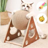 🐱 upgrade your cat's playtime with the new natural sisal cat scratcher toy featuring a built-in bell and solid wood design for interactive indoor fun for small to medium cats and kittens logo