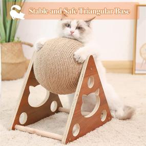 img 2 attached to 🐱 Upgrade your Cat's Playtime with the New Natural Sisal Cat Scratcher Toy Featuring a Built-in Bell and Solid Wood Design for Interactive Indoor Fun for Small to Medium Cats and Kittens