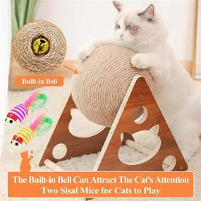 img 3 attached to 🐱 Upgrade your Cat's Playtime with the New Natural Sisal Cat Scratcher Toy Featuring a Built-in Bell and Solid Wood Design for Interactive Indoor Fun for Small to Medium Cats and Kittens