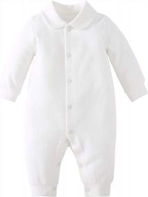 img 4 attached to White 0-24 Month Unisex Baby Jumpsuit - Pureborn Infant Boys Girls Cotton Spring Fall Romper Coverall Baptism Outfit