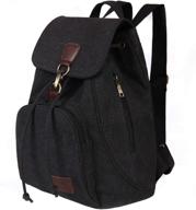 witery canvas backpack: stylish vintage daypack for women & girls, ideal for travel, laptop storage, and casual use - black логотип