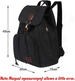 img 2 attached to WITERY Canvas Backpack: Stylish Vintage Daypack for Women & Girls, Ideal for Travel, Laptop Storage, and Casual Use - Black