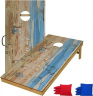 upgrade your outdoor fun with tiannbu solid wood premium cornhole game set - includes 2 waterproof regulation boards and 8 toss bags! logo