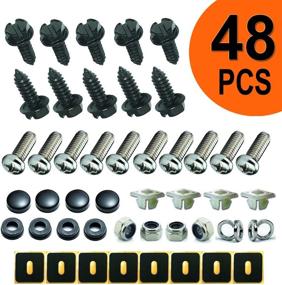 img 4 attached to 🔩 Stainless Steel License Plate Screws - Anti-Rust Fasteners for Plates, Frame, Hood & Screw Cover - Black Finish