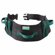 extra-wide soft nylon tidi posey transfer belt - black with green economy model - washable walking & gait transfer belt for nurses, therapists & home care caregivers (6537q) logo