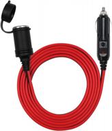 12ft 12v car extension cord with led lights, 15a fuse and male plug to female socket - ideal for tire pump, air compressor and more - 16awg cigarette lighter extension cable logo