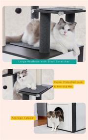 img 1 attached to 🐱 59’’ PETEPELA All-in-One Cat Tree: Modern, Multifunctional Cat Tower with High-Grade Wood Furniture, Cat Washroom Litter Box House, Cat Condo, Top Perch, Large Hammock, and Sisal Scratching Post