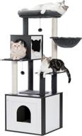 🐱 59’’ petepela all-in-one cat tree: modern, multifunctional cat tower with high-grade wood furniture, cat washroom litter box house, cat condo, top perch, large hammock, and sisal scratching post logo