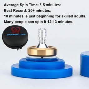 img 3 attached to DjuiinoStar Premium Spinning Top With Professional Base: AVG 6-10 Minutes, BR 20+ Minutes, Precision CNC Machined (Brass Collar + Alumimum Stem), Bi-Metal Spinner, Time Killer, Fidget Toy DST-803PB