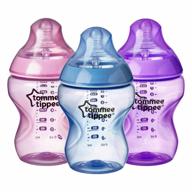 детские бутылочки tommee tippee closer to nature, соска с медленным потоком, похожая на грудь, с антиколиковым клапаном, 9 унций (255 мл), количество 3, цвет my world pacific - розовый логотип