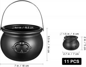 img 1 attached to Halloween Black Cauldrons Set - Includes 11 Mini Cauldrons And 1 Large 8Oz Candy Bucket Kettle - Multi-Purpose Novelty Candy Holder Pot With Handle Perfect For Halloween Parties - Toyvian, 12Pcs