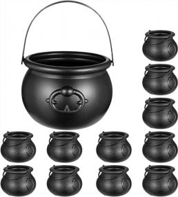 img 4 attached to Halloween Black Cauldrons Set - Includes 11 Mini Cauldrons And 1 Large 8Oz Candy Bucket Kettle - Multi-Purpose Novelty Candy Holder Pot With Handle Perfect For Halloween Parties - Toyvian, 12Pcs