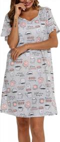 img 2 attached to Удобная хлопковая женская футболка для сна с короткими рукавами и забавными принтами - от ENJOYNIGHT Sleepwear