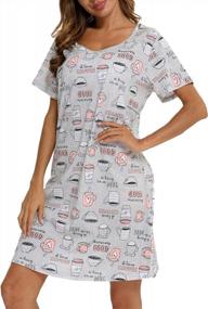 img 3 attached to Удобная хлопковая женская футболка для сна с короткими рукавами и забавными принтами - от ENJOYNIGHT Sleepwear