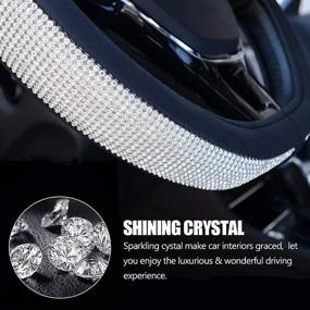 img 2 attached to 🔮 D Shape Diamond Steering Wheel Cover: Bling Crystal Rhinestones, Genuine Leather, Flat Bottom for Women, Men & Girl - Universal 15 Inch, Better Grip, D Cut Type Accessories