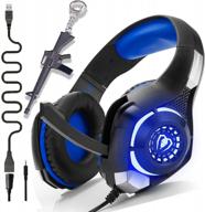 deep bass stereo gaming headset with noise isolation mic, led light for xbox one, ps4, pc, laptop, tablet, mac - ideal gifts for kids and teens (blue) logo