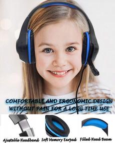 img 3 attached to Игровая стереогарнитура Deep Bass с микрофоном с шумоизоляцией, светодиодной подсветкой для Xbox One, PS4, ПК, ноутбуков, планшетов, Mac - идеальные подарки для детей и подростков (синий)