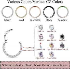 img 2 attached to Stylish Stainless Steel CZ And Opal Septum Clicker Ring For Piercings - Perfect For Nose, Helix, Cartilage, Tragus, Lobe Or Belly Hoops