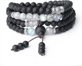 img 4 attached to AMORWING Onyx 108 Mala Beads Bracelet Necklace - Prayerful Matte Design