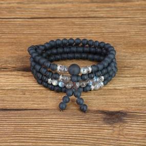 img 1 attached to AMORWING Onyx 108 Mala Beads Bracelet Necklace - Prayerful Matte Design