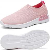 breathable slip-on mesh sneakers for women - hsyzzy sock walking shoes in pink, size 6 logo