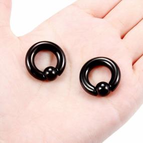 img 1 attached to 2Pairs 316L Surgical Steel Captive Bead Rings, Black Spring Action Screwball Septum Ring Ear Gauges Earrings 2G 4G 6G 8G For Body Piercing Jewelry.
