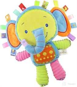 img 4 attached to 🐘 StoHua Baby Tags Toy: Elephant Security Blanket with Ribbons & Rattle - Plush Sensory Tag Toy for Newborns and Infants