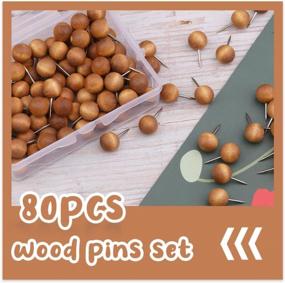 img 2 attached to 80 PCS Wooden Push Pins,Thumb Tacks Push Pins Walnut Push Pins For Cork Boards Map Photos Calendar Home Office Classroom Supplies