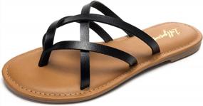 img 4 attached to Женские сандалии на плоской подошве с эластичными ремешками LUFFYMOMO для повседневного комфорта летом