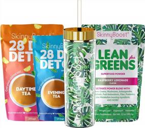 img 4 attached to Skinny Boost Tea Kit-1 Daytime Tea (28 Bags) 1 Evening Detox Tea (14 Bags), Lean Greens Plus Superfood Powder, Palm Tumbler, Non GMO, Vegan, All Natural Detox And Cleanse