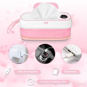 img 2 attached to 🔌 USB Charged Portable Wipe Warmer with LCD Display - Temperature Control Baby Wet Wipes Dispenser for Travel Indoor Use, BPA-Free