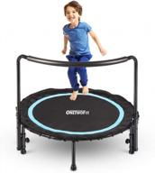 onetwofit 36 inch foldable mini trampoline,with adjustable handle bar and extend jump pad,silent bungee rebounder indoor/outdoor for child/toddler age 3+ safty jump sports max hold 110lbs(50kg) ot200 logo