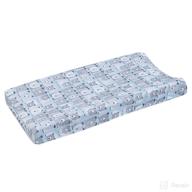 🐻 soft and snuggly: dwell studio bear hugs changing pad cover in blue/gray/white logo