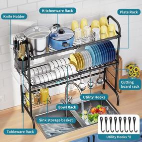 img 3 attached to 2-Tier Stainless Steel Over The Sink Dish Drying Rack W/ Utensil Holder - HOWDIA Kitchen Counter Drainer