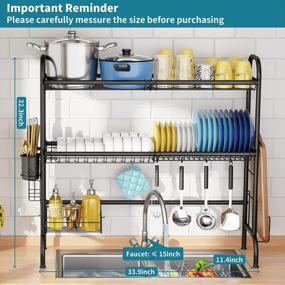 img 2 attached to 2-Tier Stainless Steel Over The Sink Dish Drying Rack W/ Utensil Holder - HOWDIA Kitchen Counter Drainer