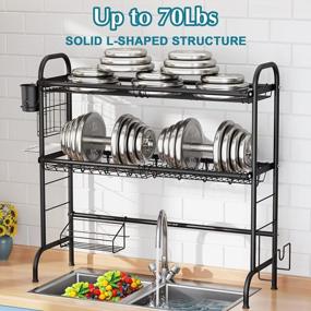 img 1 attached to 2-Tier Stainless Steel Over The Sink Dish Drying Rack W/ Utensil Holder - HOWDIA Kitchen Counter Drainer