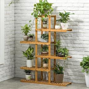 img 3 attached to Stylish And Versatile Wooden Flower Stand With Multiple Shelves - Perfect For Plant Displays